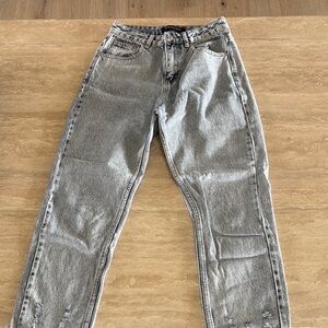 Gray Relaxed Fit Jeans with Distressed Look